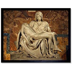 Wee Blue Coo Michelangelo Pieta 1499 Old Master Painting Art Print Framed Poster Wall Decor 12X16 Inch Wee Blue Coo Michelangelo Pieta 1499 Old Master Painting Art Print Framed Poster Wall Decor 12X16 Inch