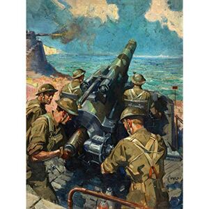Fine Art Prints Cuneo War WWII UK Coastal Battery Scene Painting Large Wall Art Poster Print Thick Paper 18X24 Inch Fine Art Prints Cuneo War WWII UK Coastal Battery Scene Painting Large Wall Art Poster Print Thick Paper 18X24 Inch