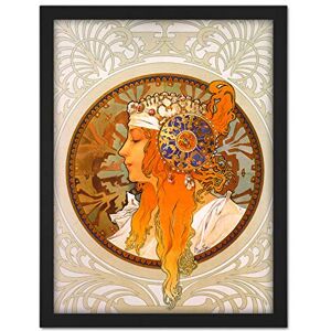 Wee Blue Coo Mucha Byzantine Head Blonde Headdress Artwork Framed Wall Art Print 18X24 Inch Wee Blue Coo Mucha Byzantine Head Blonde Headdress Artwork Framed Wall Art Print 18X24 Inch