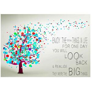 Wee Blue Coo Enjoy Little Things Life Bubble Tree Quote Framed Art Print Picture F12X310 Wee Blue Coo Enjoy Little Things Life Bubble Tree Quote Framed Art Print Picture F12X310