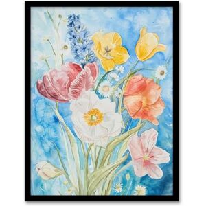 Artery8 Floral Bouquet Watercolour Blue Classic Spring For Living Room Artwork Framed Wall Art Print A4 Artery8 Floral Bouquet Watercolour Blue Classic Spring For Living Room Artwork Framed Wall Art Print A4