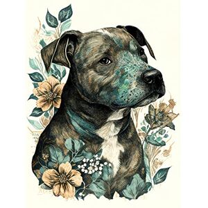 Artery8 Black Staffordshire Bull Terrier and Flowers Detailed Coloured Pencil Portrait Illustration Large Wall Art Poster Print Thick Paper 18X24 Inch Artery8 Black Staffordshire Bull Terrier and Flowers Detailed Coloured Pencil Portrait Illustration Large Wall Art Poster Print Thick Paper 18X24 Inch