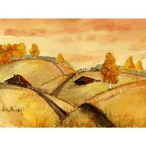 Wee Blue Coo Watercolour Russian Fields Landscape Unframed Art Print Poster Wall Decor 12x16 inch Wee Blue Coo Watercolour Russian Fields Landscape Unframed Art Print Poster Wall Decor 12x16 inch