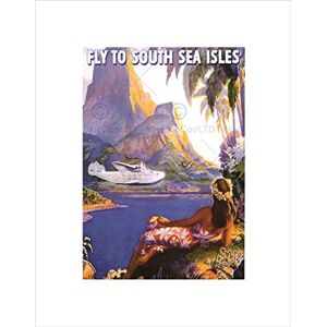 Wee Blue Coo TRAVEL SOUTH SEA ISLES GET PLANE TROPICAL BLACK FRAMED ART PRINT B12X7894 Wee Blue Coo TRAVEL SOUTH SEA ISLES GET PLANE TROPICAL BLACK FRAMED ART PRINT B12X7894