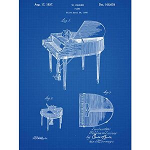 Wee Blue Coo Piano Blueprint Unframed Art Print Poster Wall Decor 12X16 Inch Wee Blue Coo Piano Blueprint Unframed Art Print Poster Wall Decor 12X16 Inch