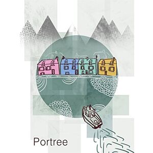 Wee Blue Coo Portree Isle Skye Scotland Graphic Design Style Illustration Canvas Art Print Wee Blue Coo Portree Isle Skye Scotland Graphic Design Style Illustration Canvas Art Print
