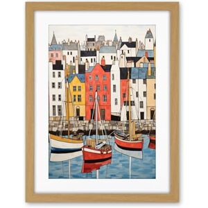 Artery8 Colourful Town Harbour Acrylic Painting Red Yellow Blue Fishing Boats Coastal Townscape Artwork Framed Wall Art Print 18X24 Inch Artery8 Colourful Town Harbour Acrylic Painting Red Yellow Blue Fishing Boats Coastal Townscape Artwork Framed Wall Art Print 18X24 Inch