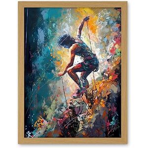 Artery8 Rock Climber Multicoloured Mountain Cliff Descent Artwork Framed Wall Art Print 18X24 Inch Artery8 Rock Climber Multicoloured Mountain Cliff Descent Artwork Framed Wall Art Print 18X24 Inch