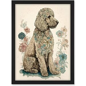 Artery8 Poodle Dog with Flower Fur Coat Modern Boho Watercolour Illustration Artwork Framed A3 Wall Art Print Artery8 Poodle Dog with Flower Fur Coat Modern Boho Watercolour Illustration Artwork Framed A3 Wall Art Print
