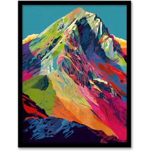 Wee Blue Coo Neon Colour Mountain Summit Psychedelic Artwork Vibrant Abstract Alpine Landscape Artwork Framed Wall Art Print A4 Wee Blue Coo Neon Colour Mountain Summit Psychedelic Artwork Vibrant Abstract Alpine Landscape Artwork Framed Wall Art Print A4