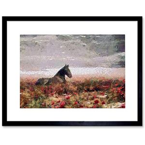 Wee Blue Coo NATURE PAINTING LANDSCAPE HORSE BLACK FRAMED ART PRINT B12X4045 Wee Blue Coo NATURE PAINTING LANDSCAPE HORSE BLACK FRAMED ART PRINT B12X4045