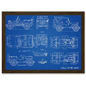 Artery8 Willys MB US Army Military Jeep Vehicle Blueprint Plan Artwork Framed Wall Art Print A4 Artery8 Willys MB US Army Military Jeep Vehicle Blueprint Plan Artwork Framed Wall Art Print A4