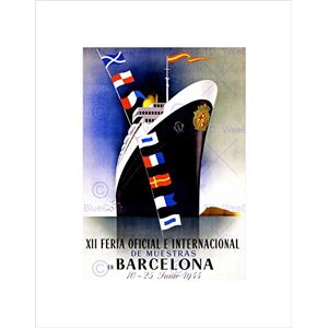 Wee Blue Coo Trade Fair Shipping Liner Barcelona Spain Vintage Advert Wall Art Print Wee Blue Coo Trade Fair Shipping Liner Barcelona Spain Vintage Advert Wall Art Print