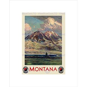 Wee Blue Coo TRAVEL TOURISM MONTANA STATE TRAIN MOUNTAIN USA FRAMED ART PRINT B12X7972 Wee Blue Coo TRAVEL TOURISM MONTANA STATE TRAIN MOUNTAIN USA FRAMED ART PRINT B12X7972