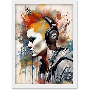 Artery8 - Punk Woman - Red Mohawk - Headphones - Wall Art Artery8 - Punk Woman - Red Mohawk - Headphones - Wall Art