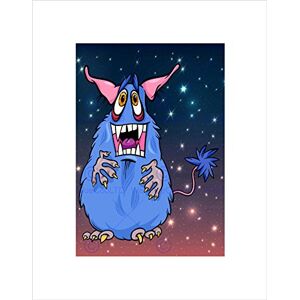 Wee Blue Coo Nursery Funny Monster Alien Tail Teeth Ears Blue Kids Wall Art Print Wee Blue Coo Nursery Funny Monster Alien Tail Teeth Ears Blue Kids Wall Art Print