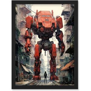 Artery8 Red Mecha Robot in City Street Anime Sci-Fi Artwork Giant Humanoid Machine Fantasy Science Fiction Artwork Framed Wall Art Print A4 Artery8 Red Mecha Robot in City Street Anime Sci-Fi Artwork Giant Humanoid Machine Fantasy Science Fiction Artwork Framed Wall Art Print A4