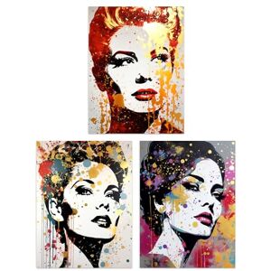 Artery8 Set of 3 Glam Glitter Aesthetic Women Splat Paint Portraits Gold Red Teal Retro Beauty Unframed Wall Art Living Room Poster Prints Pack Artery8 Set of 3 Glam Glitter Aesthetic Women Splat Paint Portraits Gold Red Teal Retro Beauty Unframed Wall Art Living Room Poster Prints Pack