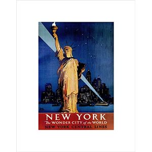 Wee Blue Coo Travel New York Statue Liberty Manhattan Railway Vintage Wall Art Print Wee Blue Coo Travel New York Statue Liberty Manhattan Railway Vintage Wall Art Print