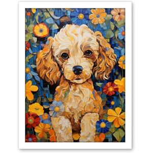 Artery8 Cockapoo Puppy Oil Painting Colourful Bright Bold Floral Fun Artwork Framed Wall Art Print 18X24 Inch Artery8 Cockapoo Puppy Oil Painting Colourful Bright Bold Floral Fun Artwork Framed Wall Art Print 18X24 Inch