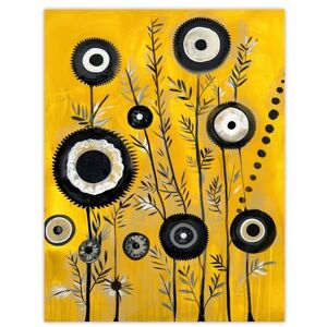 Artery8 Black Yellow Abstract Geometric Wildflowers Living Room Extra Large XL Wall Art Poster Print Artery8 Black Yellow Abstract Geometric Wildflowers Living Room Extra Large XL Wall Art Poster Print