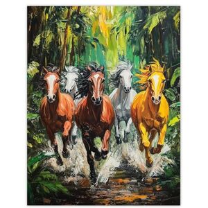 Artery8 Wild Horses Galloping Through Forest Oil Painting Living Room Extra Large XL Wall Art Poster Print Artery8 Wild Horses Galloping Through Forest Oil Painting Living Room Extra Large XL Wall Art Poster Print