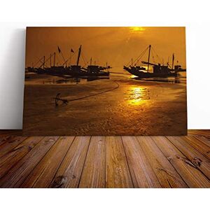 Big Box Art Canvas Print Wall Art Sunset Beach Fishing Boats (5) Mounted and Stretched Box Frame Picture Home Decor for Kitchen, Living Room, Bedroom, Hallway, Multi-Colour, 20x14 Inch Big Box Art Canvas Print Wall Art Sunset Beach Fishing Boats (5) Mounted and Stretched Box Frame Picture Home Decor for Kitchen, Living Room, Bedroom, Hallway, Multi-Colour, 20x14 Inch