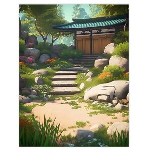 Artery8 Zen Garden Bright Painting Stone Steps Bathed in Sunlight Leading to Tea House Serene Spring Bloom Yard Large Wall Art Poster Print Thick Paper 18X24 Inch Artery8 Zen Garden Bright Painting Stone Steps Bathed in Sunlight Leading to Tea House Serene Spring Bloom Yard Large Wall Art Poster Print Thick Paper 18X24 Inch