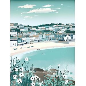 Artery8 St Ives Bay Daisies Soft Pastel Coastal Cityscape Large Wall Art Poster Print Thick Paper 18X24 Inch Artery8 St Ives Bay Daisies Soft Pastel Coastal Cityscape Large Wall Art Poster Print Thick Paper 18X24 Inch