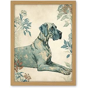 Artery8 Blue Great Dane Dog with Flower Pattern Fur Coat Modern Illustration Artwork Framed Wall Art Print 18X24 Inch Artery8 Blue Great Dane Dog with Flower Pattern Fur Coat Modern Illustration Artwork Framed Wall Art Print 18X24 Inch