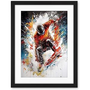Artery8 Extreme Sports Snowboarding Paint Splat Portrait Artwork Framed Wall Art Print 18X24 Inch Artery8 Extreme Sports Snowboarding Paint Splat Portrait Artwork Framed Wall Art Print 18X24 Inch