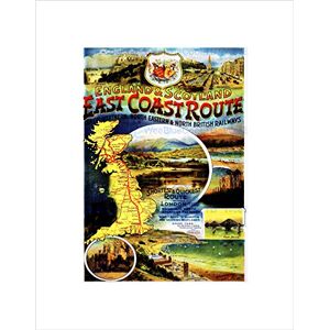 Wee Blue Coo Travel Rail Map East Coast Route Train England Scotland UK Wall Art Print Wee Blue Coo Travel Rail Map East Coast Route Train England Scotland UK Wall Art Print