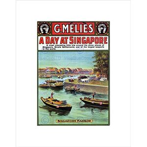 Wee Blue Coo TRAVEL MELIES SINGAPORE HARBOUR BOAT VINTAGE ADVERT FRAMED ART PRINT B12X1624 Wee Blue Coo TRAVEL MELIES SINGAPORE HARBOUR BOAT VINTAGE ADVERT FRAMED ART PRINT B12X1624
