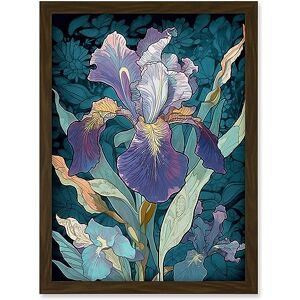 Artery8 A Single Iris Flower Bloom Purple Teal and Yellow Artwork Framed A3 Wall Art Print Artery8 A Single Iris Flower Bloom Purple Teal and Yellow Artwork Framed A3 Wall Art Print
