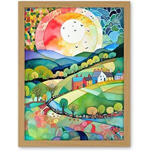 Artery8 Rural Landscape English Countryside Sunrise Folk Art Watercolour Painting Artwork Framed Wall Art Print 18X24 Inch Artery8 Rural Landscape English Countryside Sunrise Folk Art Watercolour Painting Artwork Framed Wall Art Print 18X24 Inch