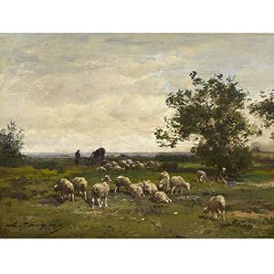Artery8 Charles Emile Jacque Landscape With Sheep C1855 Painting Large Wall Art Poster Print Thick Paper 18X24 Inch Artery8 Charles Emile Jacque Landscape With Sheep C1855 Painting Large Wall Art Poster Print Thick Paper 18X24 Inch