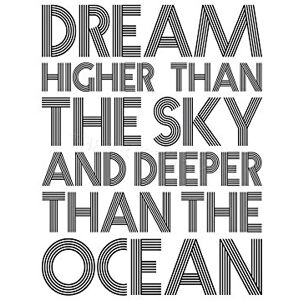Wee Blue Coo Quote Dream Higher Deeper Ocean Stripey B&W Wall Art Print Wee Blue Coo Quote Dream Higher Deeper Ocean Stripey B&W Wall Art Print