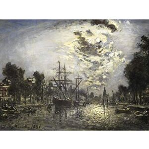 Artery8 Barthold Jongkind Rotterdam Moonlight Painting Unframed Wall Art Print Poster Home Decor Premium Artery8 Barthold Jongkind Rotterdam Moonlight Painting Unframed Wall Art Print Poster Home Decor Premium