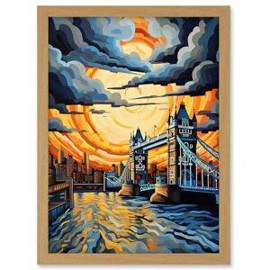 Artery8 London Tower Bridge Dramatic Sunset Vibrant Artwork Blue Orange River Thames England Cloudy Sky Artwork Framed A3 Wall Art Print Artery8 London Tower Bridge Dramatic Sunset Vibrant Artwork Blue Orange River Thames England Cloudy Sky Artwork Framed A3 Wall Art Print