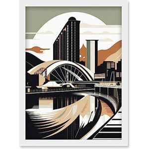 Artery8 Clyde Arc Bridge Abstract Cityscape Illustration Artwork Framed Wall Art Print A4 Artery8 Clyde Arc Bridge Abstract Cityscape Illustration Artwork Framed Wall Art Print A4