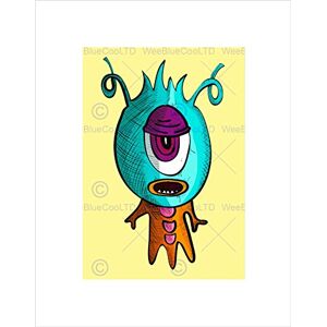 Wee Blue Coo Painting Drawing Weird Cool Cartoon Monster Wall Art Print Wee Blue Coo Painting Drawing Weird Cool Cartoon Monster Wall Art Print