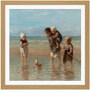 Artery8 Jozef Israels Children Of The Sea Bathing Painting Square Wooden Framed Wall Art Print Picture 16X16 Inch Artery8 Jozef Israels Children Of The Sea Bathing Painting Square Wooden Framed Wall Art Print Picture 16X16 Inch