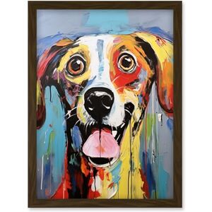 Artery8 Colourful Dog Portrait Artwork by Jason Brydson Happy Face Oil Painting Bold Bright Vibrant Artwork Framed Wall Art Print A4 Artery8 Colourful Dog Portrait Artwork by Jason Brydson Happy Face Oil Painting Bold Bright Vibrant Artwork Framed Wall Art Print A4