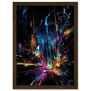 Artery8 New York City at Night Modern Abstract Neon Contrast Painting Artwork Framed Wall Art Print A4 Artery8 New York City at Night Modern Abstract Neon Contrast Painting Artwork Framed Wall Art Print A4
