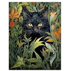 Artery8 Black Cat Hiding In Flower Field Modern William Morris Style Painting Orange Green Spring Bloom Animal Portrait Large Wall Art Poster Print Thick Paper 18X24 Inch Artery8 Black Cat Hiding In Flower Field Modern William Morris Style Painting Orange Green Spring Bloom Animal Portrait Large Wall Art Poster Print Thick Paper 18X24 Inch