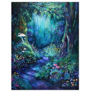Artery8 Enchanted Forest Bioluminescent Fantasy Magical Living Room Extra Large XL Wall Art Poster Print Artery8 Enchanted Forest Bioluminescent Fantasy Magical Living Room Extra Large XL Wall Art Poster Print