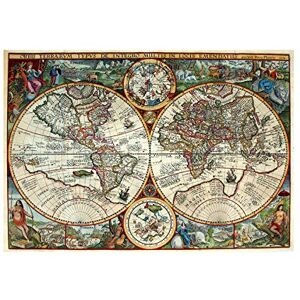 Wee Blue Coo Map Antique Globe Hemisphere Ornate Decorative Wall Art Print Wee Blue Coo Map Antique Globe Hemisphere Ornate Decorative Wall Art Print