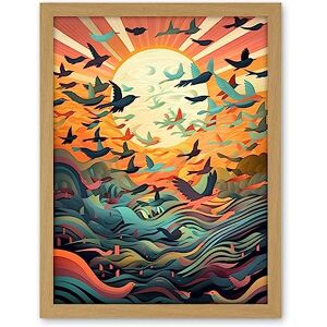 Artery8 Flock of Birds Flying at Sunrise Modern Folk Art Artwork Framed Wall Art Print 18X24 Inch Artery8 Flock of Birds Flying at Sunrise Modern Folk Art Artwork Framed Wall Art Print 18X24 Inch