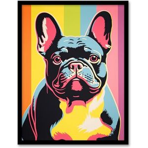 Artery8 French Bulldog Retro Stripes Bold Vibrant Screen Print Risograph Artwork Spot Block Colour Retro Riso Interior Design Artwork Framed Wall Art Print 18X24 Inch Artery8 French Bulldog Retro Stripes Bold Vibrant Screen Print Risograph Artwork Spot Block Colour Retro Riso Interior Design Artwork Framed Wall Art Print 18X24 Inch