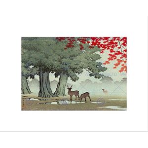 Wee Blue Coo Nature Landscape Tree Deer Japan Kawase Hasui Wall Art Print Wee Blue Coo Nature Landscape Tree Deer Japan Kawase Hasui Wall Art Print